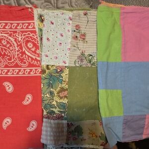 2 Patchwork Scarves And One Solid Colored, One Price For All Three. Cotton.